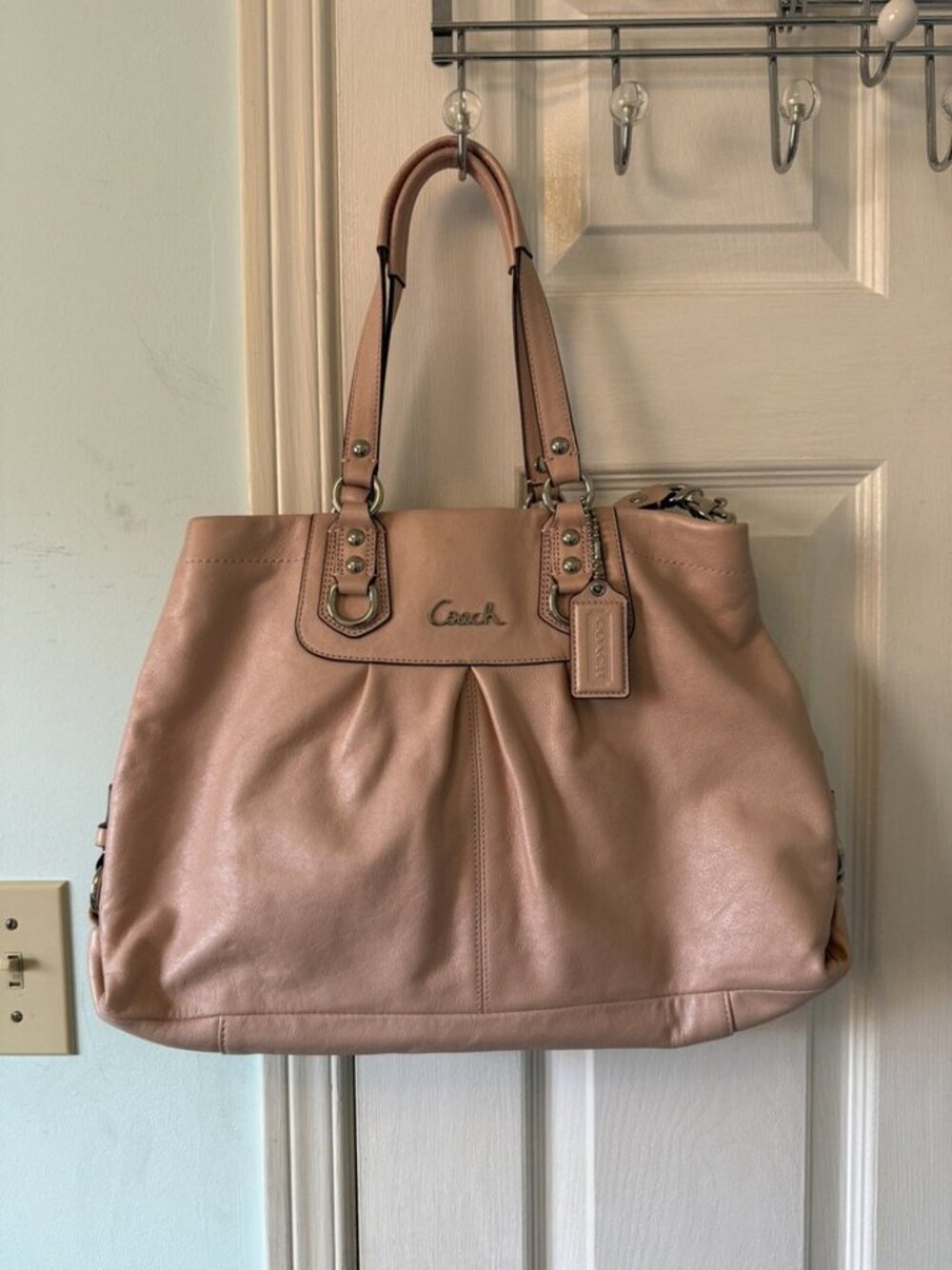 Coach Ashley Lite Pink/ Soft Blush Leather Carryall Tote Shoulder Bag
